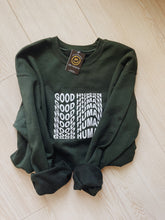Load image into Gallery viewer, Wavy good human crewneck/FOREST GREEN
